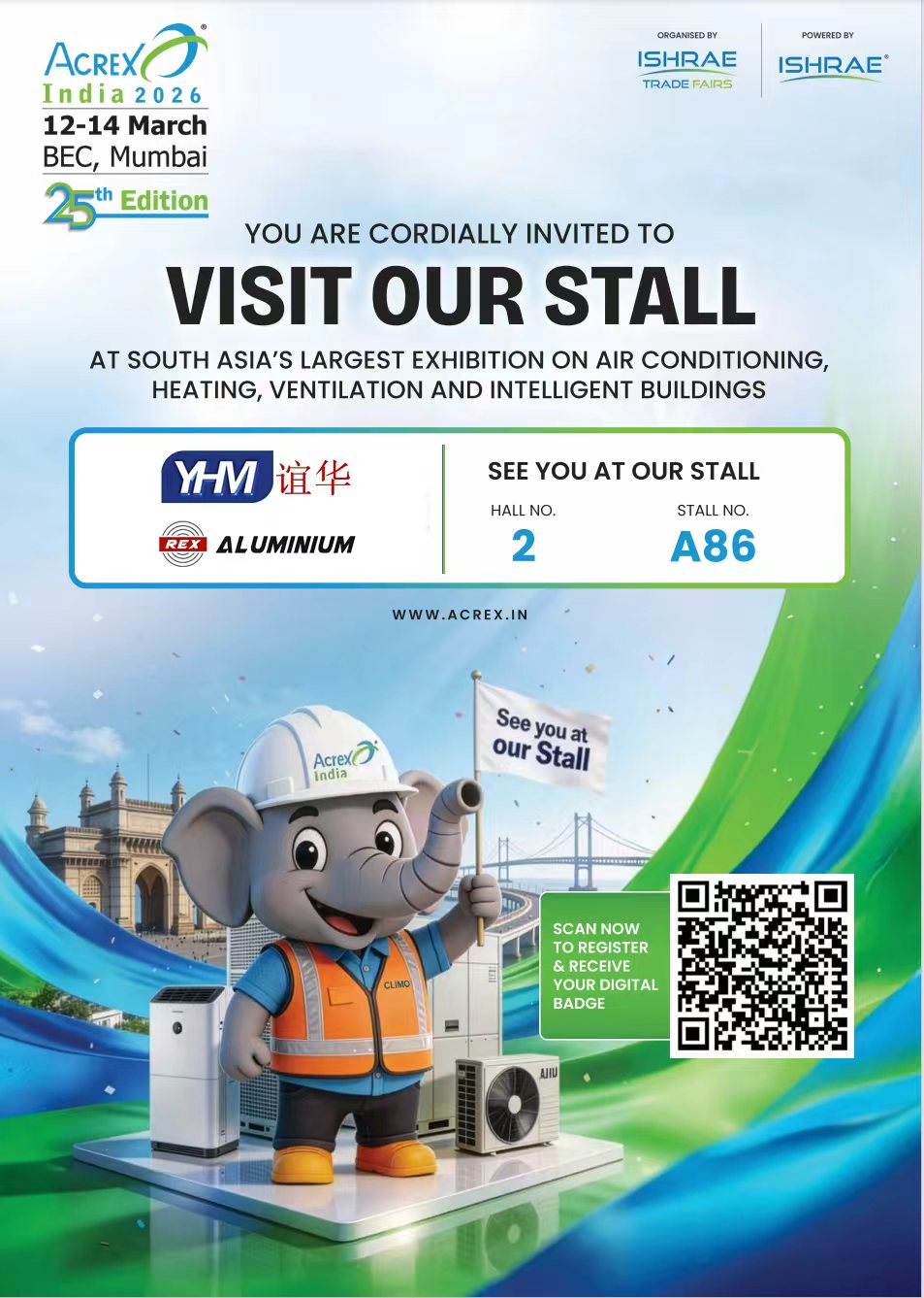 YHM & REX ALUMINIUM estão chegando à ACREX Índia 2026!